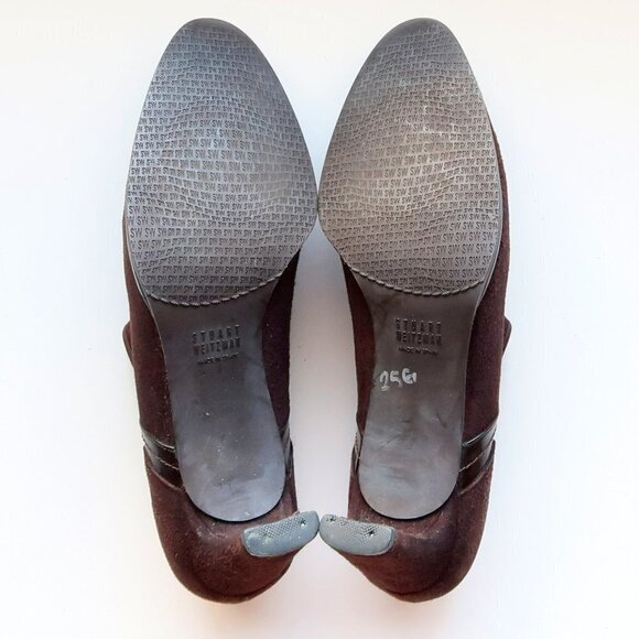 Stuart Weitzman Brown Suede Leather Pointy Almond Toe Heeled Ankle Boots Booties - Picture 6 of 16